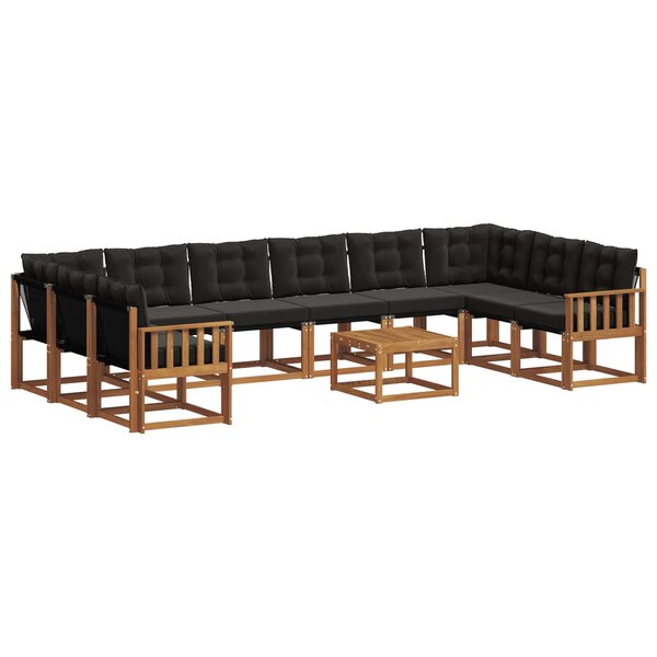 vidaXL Ensemble de canapés d'extérieur 11 pc Naturel et Noir