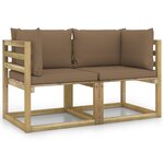vidaXL Canapés d'angle de jardin 2Pièces et coussins Pin imprégné de vert