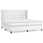 vidaXL Sommier à lattes de lit avec matelas Blanc 200x200cm Similicuir