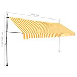 vidaXL Auvent manuel rétractable avec LED 400 cm Blanc et orange