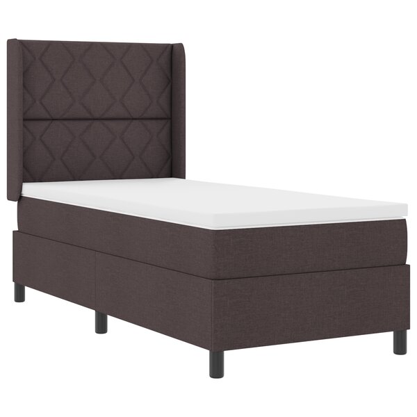 Lit box spring avec matelas vidaXL marron foncé 100x200 cm en tissu