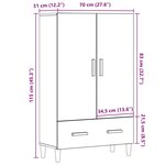 vidaXL Buffet chêne artisanal 70x31x115 cm bois d'ingénierie