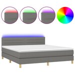 vidaXL Sommier à lattes de lit et matelas et LED Gris foncé 180x200 cm