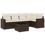 vidaXL Salon de jardin avec coussins 6 Pièces marron résine tressée