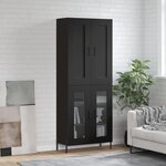 vidaXL Buffet haut Noir 69 5x34x180 cm Bois d'ingénierie