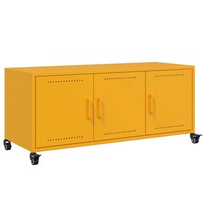vidaXL Meuble TV jaune moutarde 100 5x39x43 5 cm acier