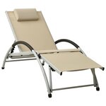 vidaXL Chaise longue avec oreiller textilène crème