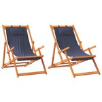 vidaXL Chaises de plage pliables lot de 2 bleu tissu