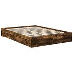vidaXL Lit de Rangement Chêne fumé 135 x 190 cm Bois d'ingénierie
