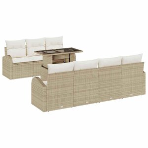 vidaXL Ensemble de canapé de jardin 8 Pièces Beige Poly rotin