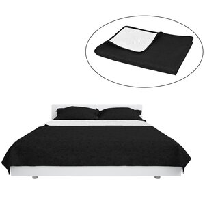 vidaXL Couvre-lit à double face matelassé 220 x 240 cm Noir et blanc