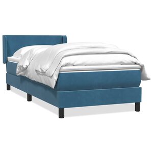 vidaXL Sommier à lattes de lit et matelas bleu foncé 90x210 cm velours