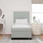 vidaXL Lit à ressorts avec matelas Gris clair 90 x 190 cm Velours