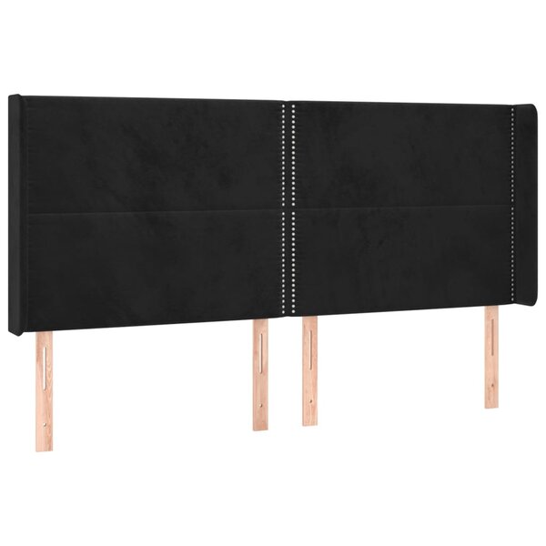 vidaXL Tête de lit avec oreilles Noir 163x16x118/128 cm Velours