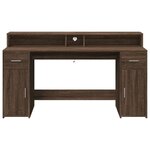 vidaXL Bureau et lumières LED chêne marron bois d'ingénierie