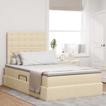 vidaXL Lit avec rangement et matelas Crème 120 x 190 cm tissu