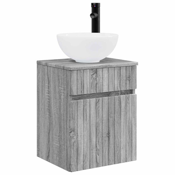 vidaXL Meuble de lavabo mural Sonoma gris 39 x 35 x 63 cm