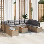 Ensemble de jardin 6 pièces avec coussins beige poly rattan acacia