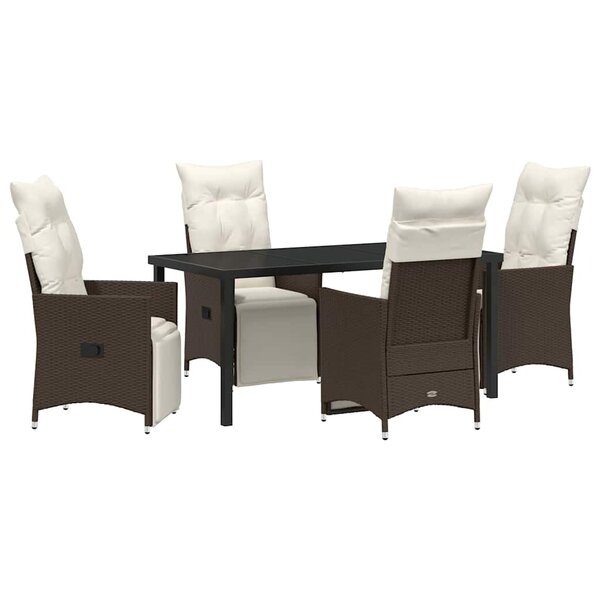 vidaXL Ensemble de salle à manger pour jardin 5 Pièces Marron Poly rotin