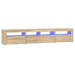 vidaXL Meuble TV avec lumières LED Chêne sonoma 210x35x40 cm