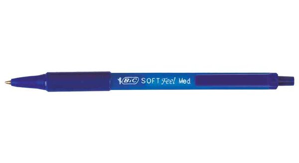 Stylo à bille rétractable Soft Feel Clic grip  bleu BIC