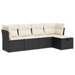 vidaXL Salon de jardin 5 Pièces avec coussins noir résine tressée