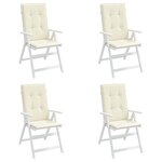 vidaXL Coussins de chaise de jardin dossier haut lot de 4 crème tissu