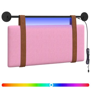 vidaXL Tête de lit suspendue Avec lumière LED Rose PU antique