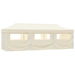 vidaXL Tente de réception pliable avec 8 parois 870x291x315 cm Blanc cassé