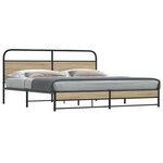 vidaXL Cadre de lit en métal sans matelas chêne fumé 200x200 cm
