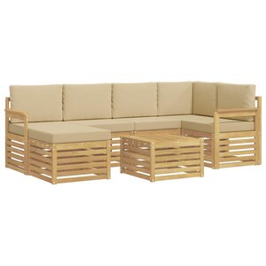 vidaXL Ensemble de canapés d'extérieur 7 Pièces Blanc et Beige