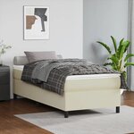 vidaXL Sommier à ressorts de lit Crème 90x200 cm Similicuir