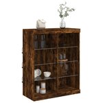 vidaXL Buffet avec lumières LED chêne fumé 81x37x100 cm