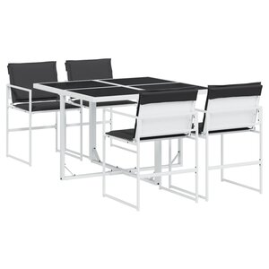vidaXL Ensemble à manger de jardin avec coussins 5 Pièces blanc textilène