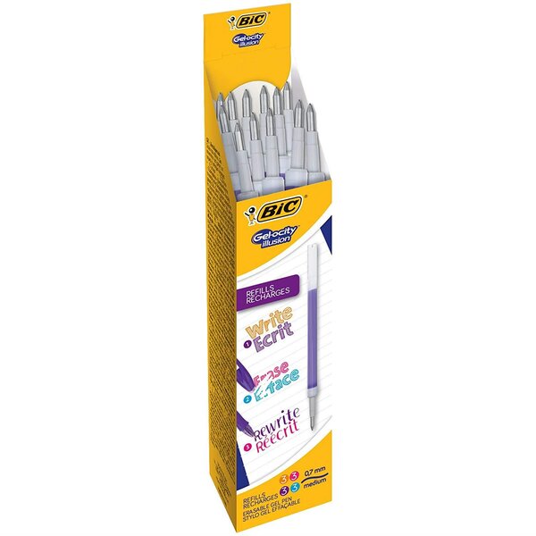 Boîte de 12 recharges pour roller pointe 0 7 mm couleurs assorties bic