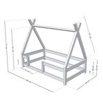 Lit cabane enfant NAKANA 90 x 160 gris clair