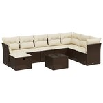 vidaXL Salon de jardin avec coussins 9 Pièces marron résine tressée