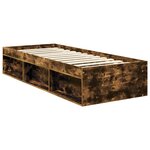 vidaXL Cadre de lit avec tête de lit Chêne fumé 75 x 190 cm Pin massif