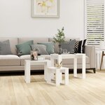 vidaXL Tables gigognes 3 Pièces Blanc brillant Bois d'ingénierie