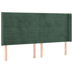 vidaXL Tête de lit avec oreilles Vert foncé 163x16x118/128 cm Velours
