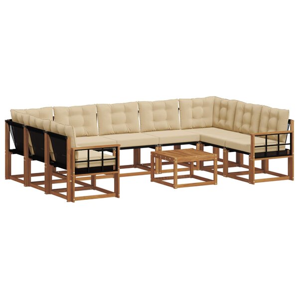 vidaXL Ensemble de canapés d'extérieur 10 Pièces Naturel et Beige