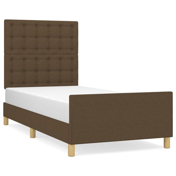 vidaXL Cadre de lit avec tête de lit marron foncé 90x200 cm Tissu