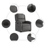 vidaXL Fauteuil inclinable électrique gris cuir véritable