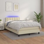 vidaXL Sommier tapissier et matelas et LED Crème 120x200 cm Similicuir