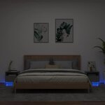 vidaXL Armoires de chevet avec lumières LED 2 Pièces noir 40x39x37 cm