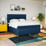vidaXL Sommier à lattes de lit avec matelas Bleu 200x200 cm Tissu