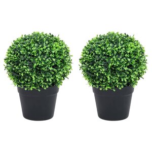 vidaXL Plantes de buis artificiel 2 Pièces avec pots Boule Vert 37 cm