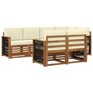 vidaXL Ensemble de canapés d'extérieur 6 pc Naturel et Crème