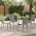 vidaXL Chaises empilables d'extérieur lot de 4 Gris Résine tressée