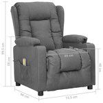vidaXL Fauteuil de massage inclinable Gris clair Tissu